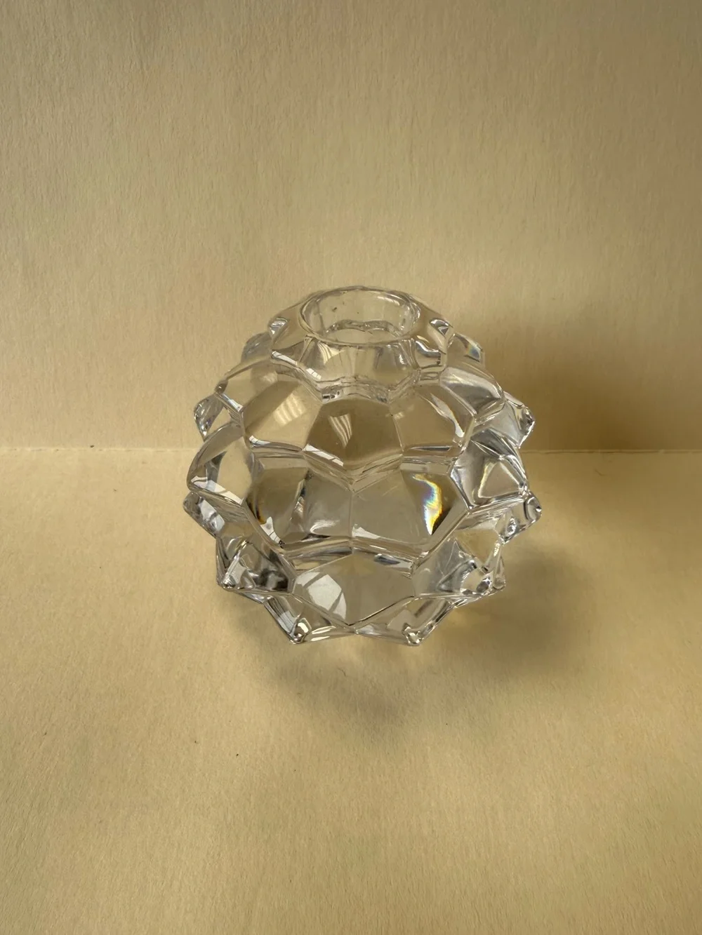 Tiffany & Co. Clear Crystal Glass Pinecone Candlestick Holder Paperweight.